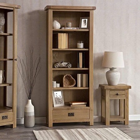 Rustic Oak - 60cm : Kệ Sách Gỗ Sồi 5 Tầng + 1 Ngăn Kéo